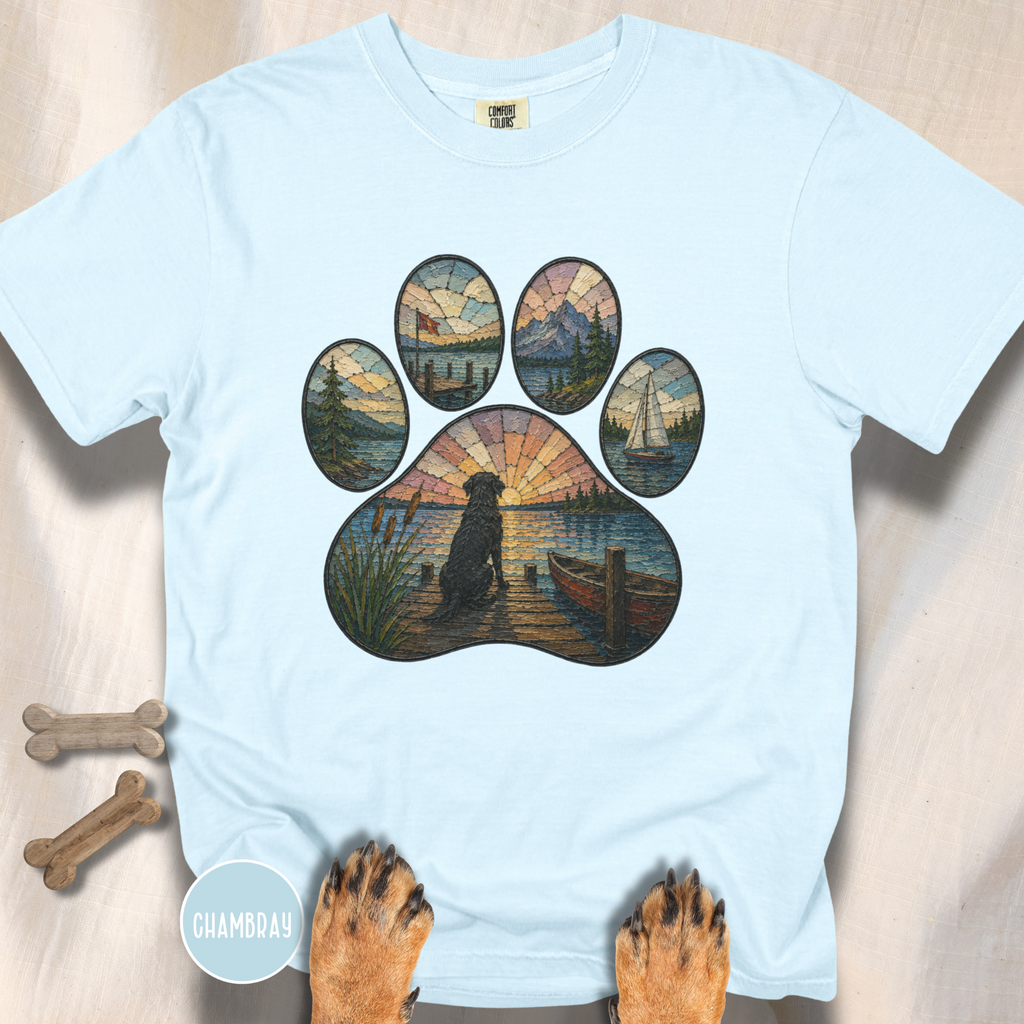 Sail Away Stained Glass Paw Print T-shirt