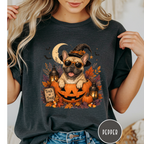 French Bull Dog in a Jack-o-Lantern T-shirt