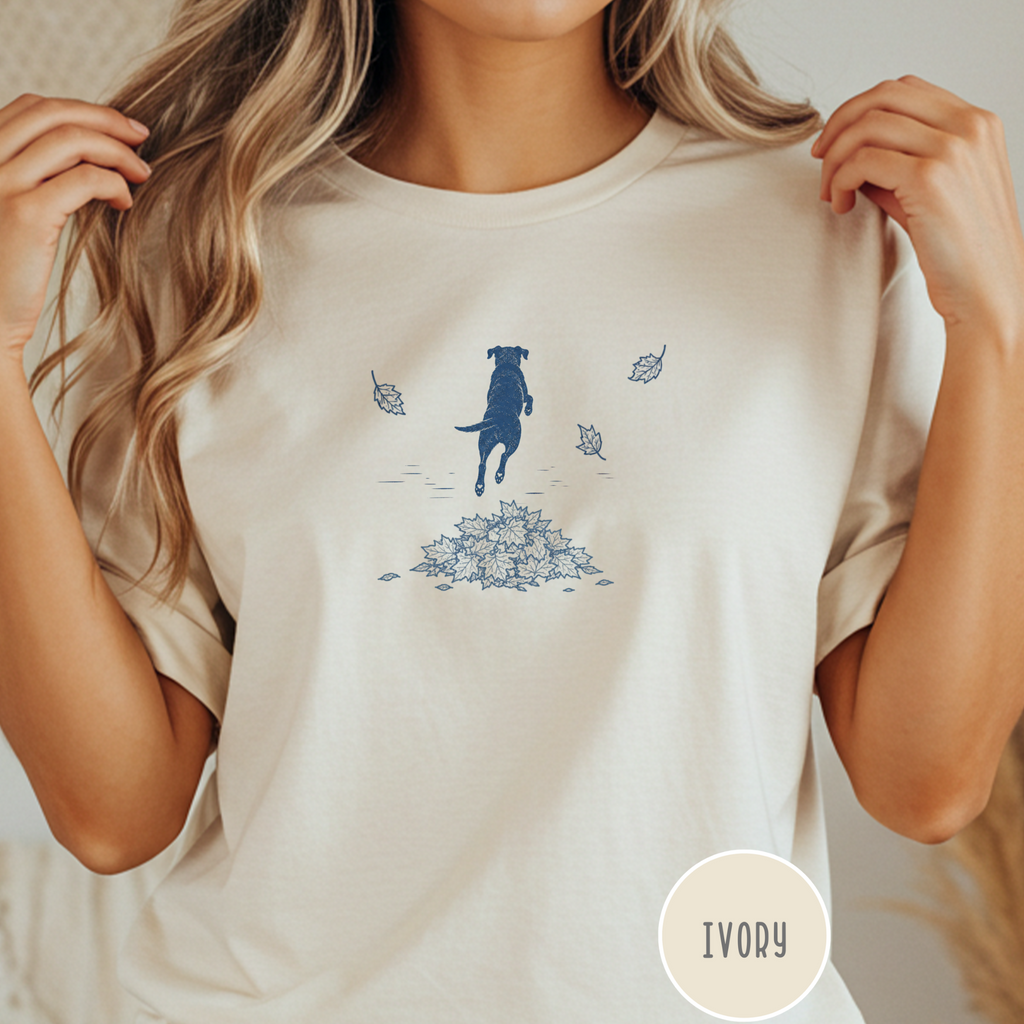 Leaf Pile Dog  T-Shirt