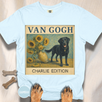 Personalized Black Lab Van Gogh Sunflowers Down T-Shirt