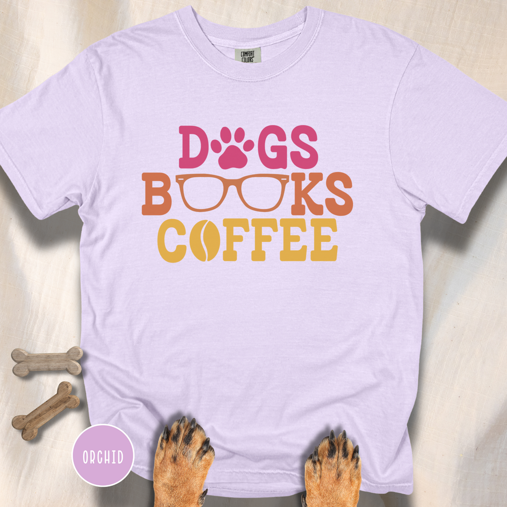 Dogs Books Coffee T-shirt
