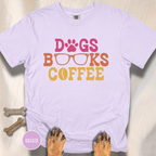 Dogs Books Coffee T-shirt