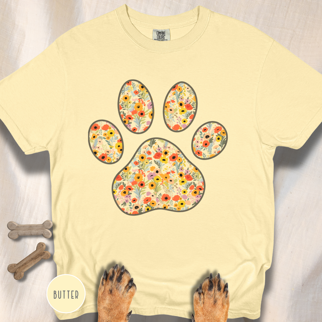Fall Flowers Dog Paw T-shirt