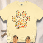 Fall Flowers Dog Paw T-shirt