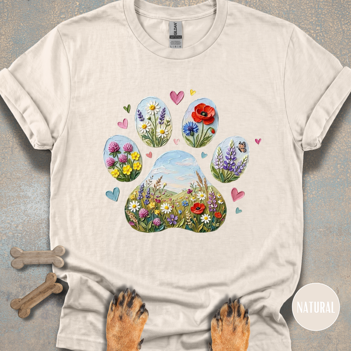 Wildflower Meadow Paw Print T-shirt