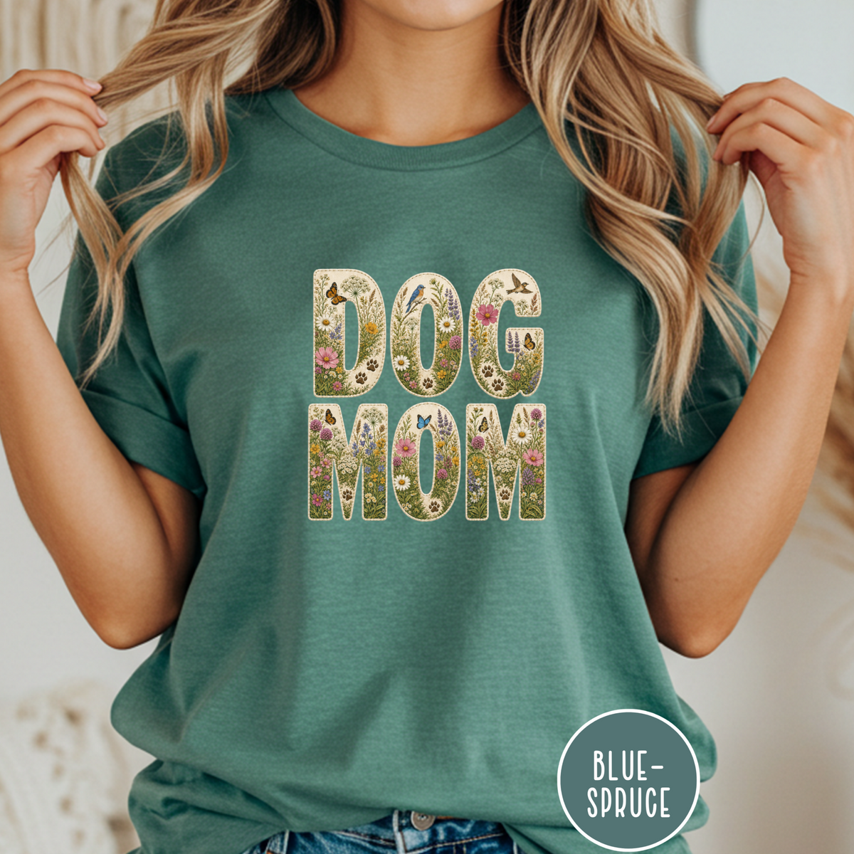 Wildflower Meadow Dog Mom T-shirt