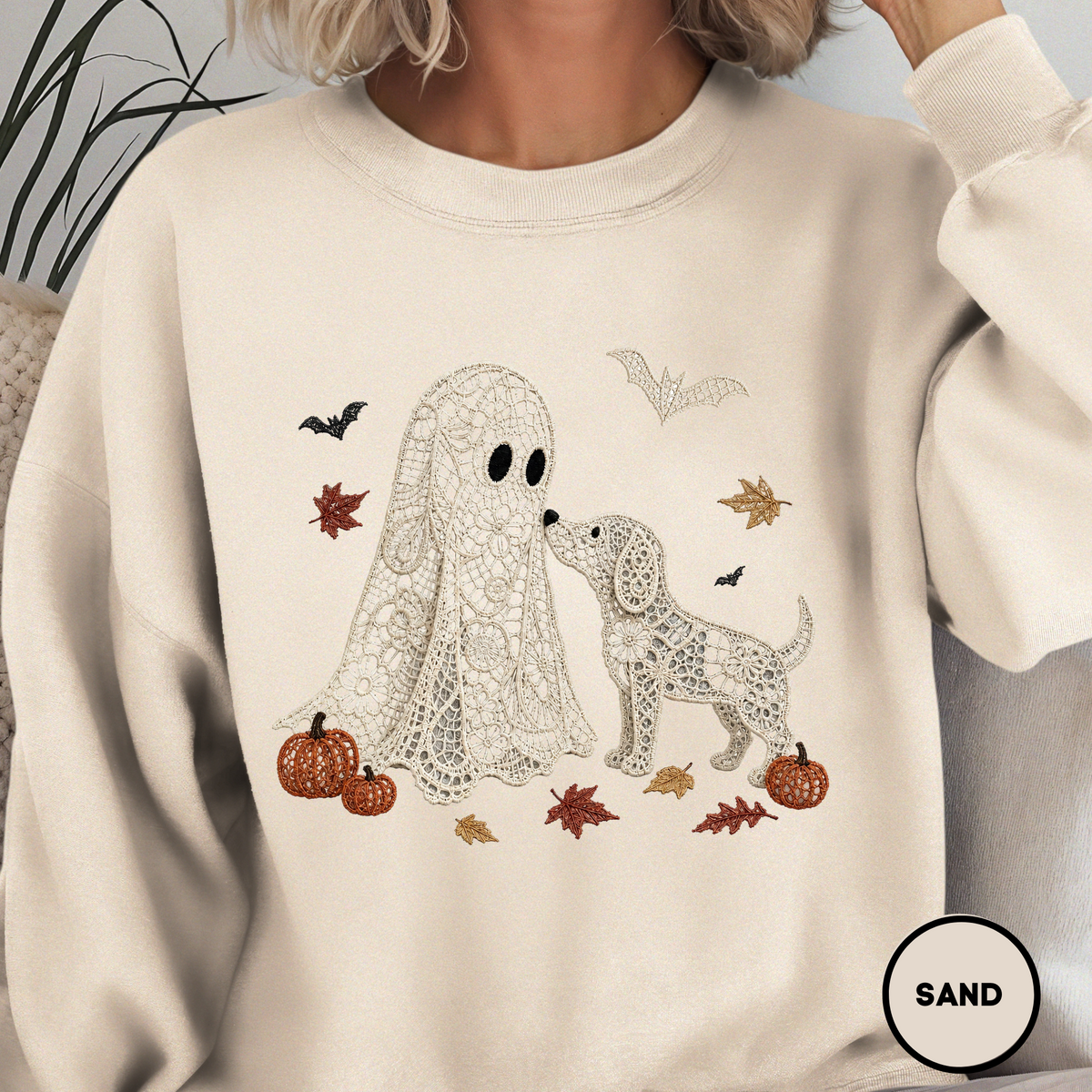 Lace Ghost with Lace Dog in Autumn T-shirt