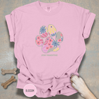 Stay Pawsitive Floral Paw Print T-Shirt