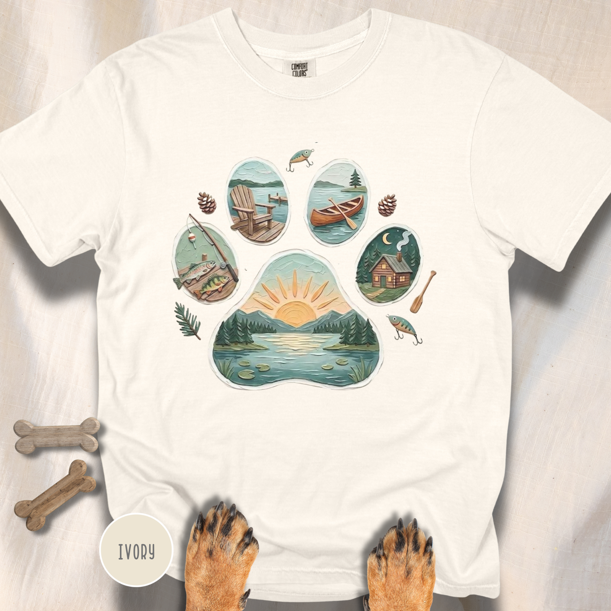 Lake Life Dog Paw T-Shirt
