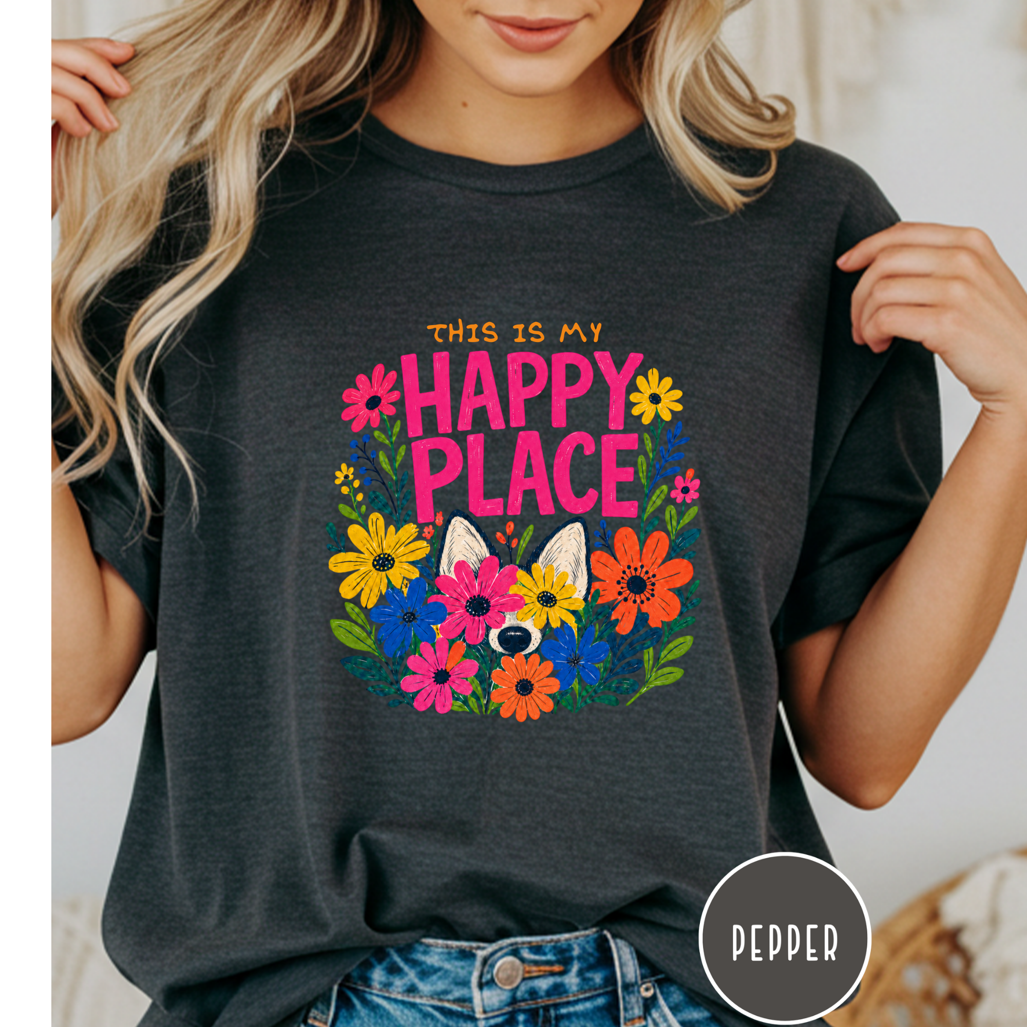 Dog in the Garden Happy Place T-shirt