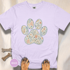 Coastal Seashore Vintage Botanical Dog Paw T-Shirt