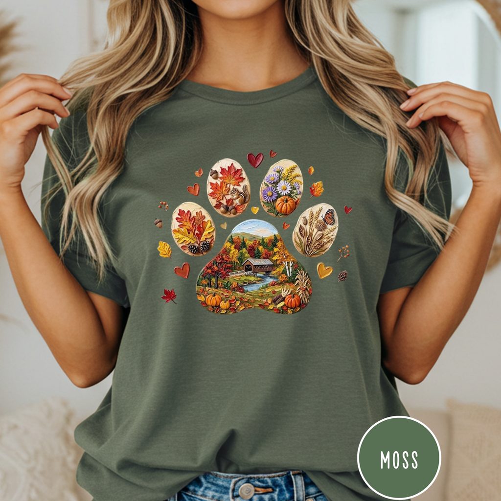 Fall in New England Dog Paw T-shirt