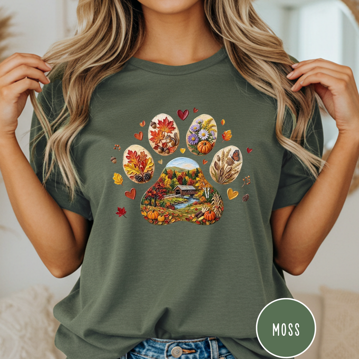 Fall in New England Dog Paw T-shirt