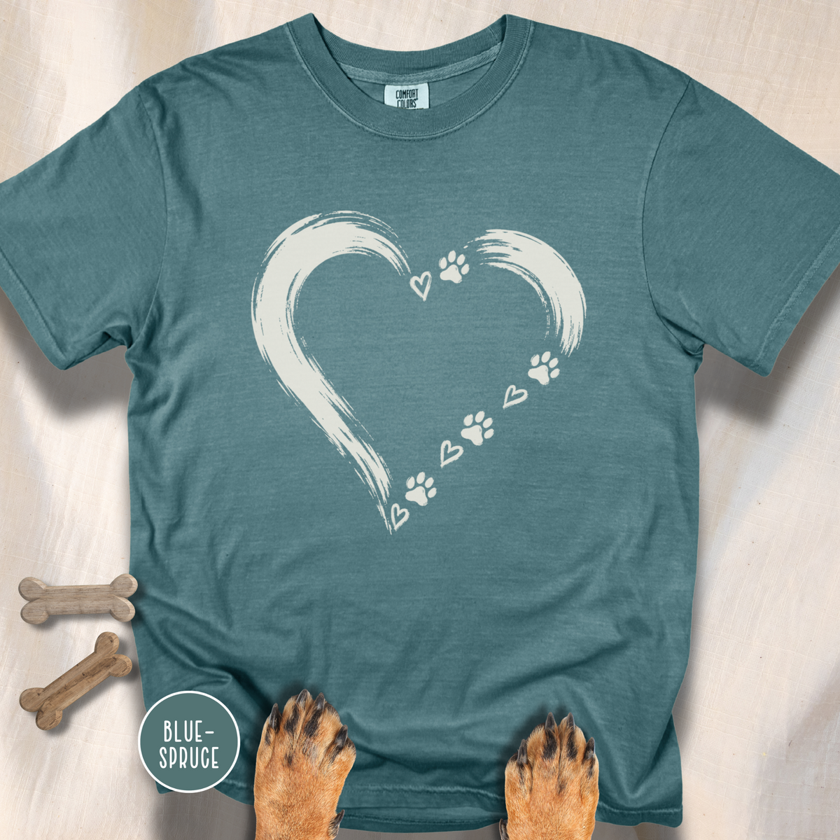 Brushstroke Heart Dog Paw T-Shirt