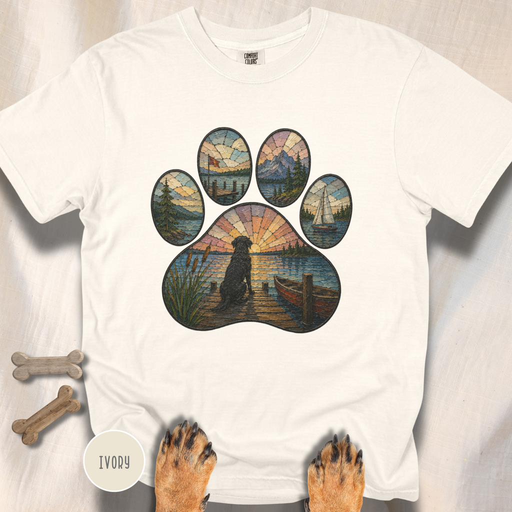 Sail Away Stained Glass Paw Print T-shirt