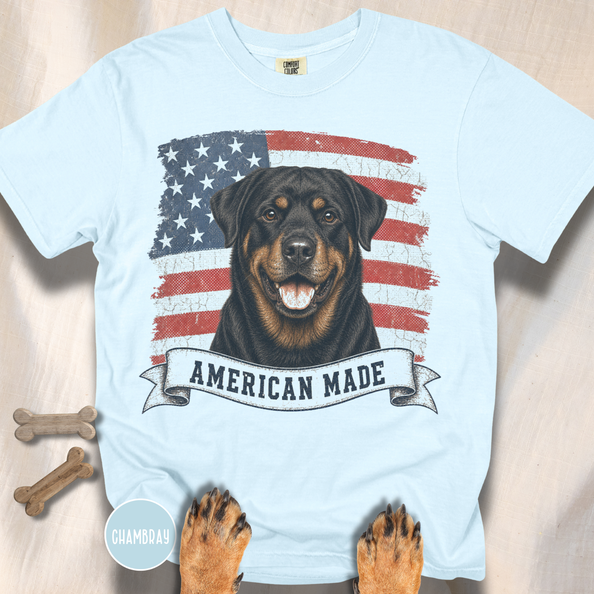 Rottweiler American Made USA flag T-shirt