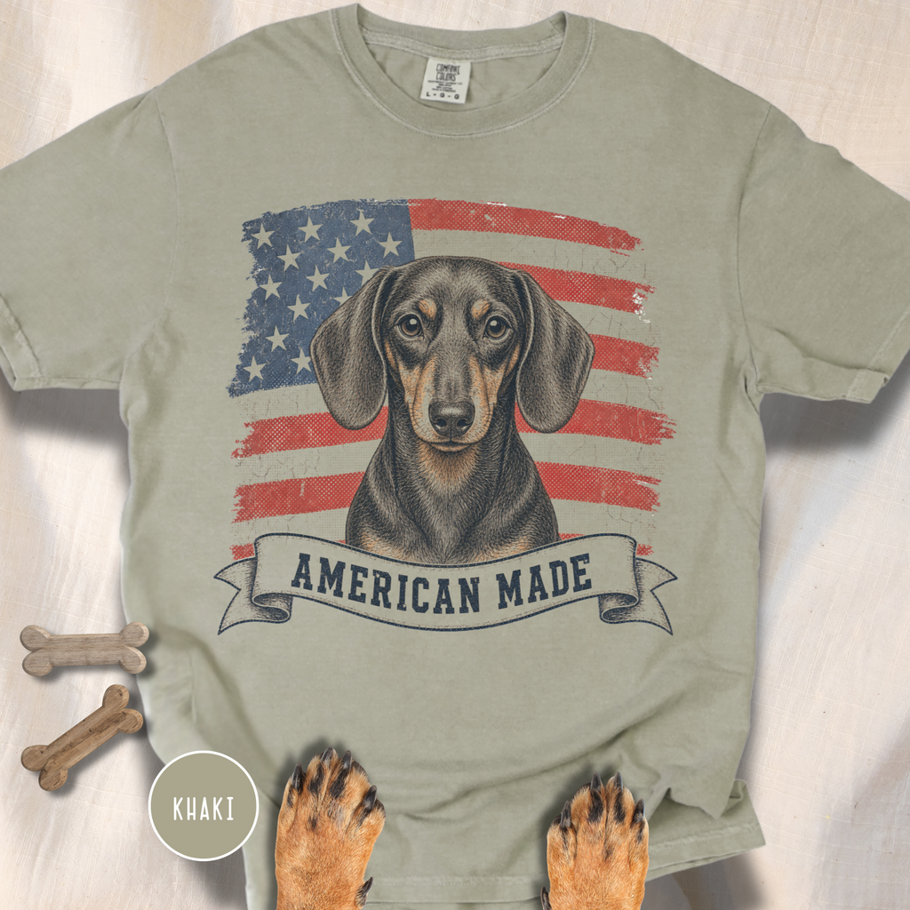 Dachshund American Made USA flag T-shirt