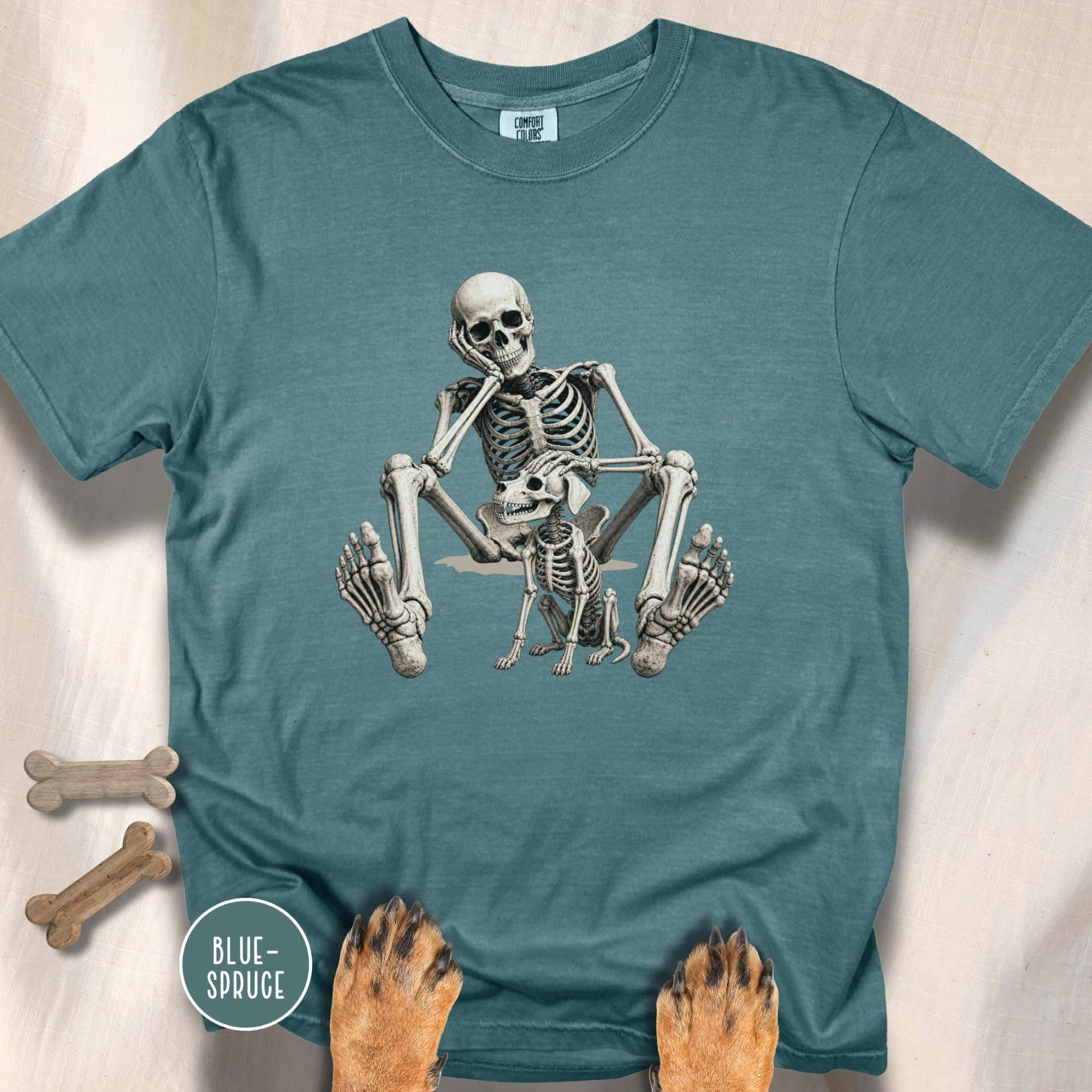 Skeleton Pets His Dog T-Shirt