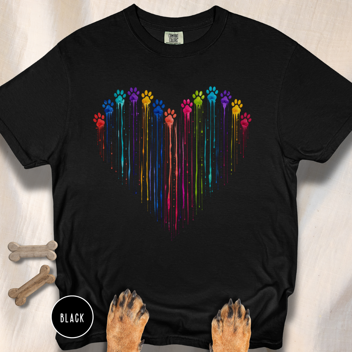 Paw Print Paint Heart T-shirt