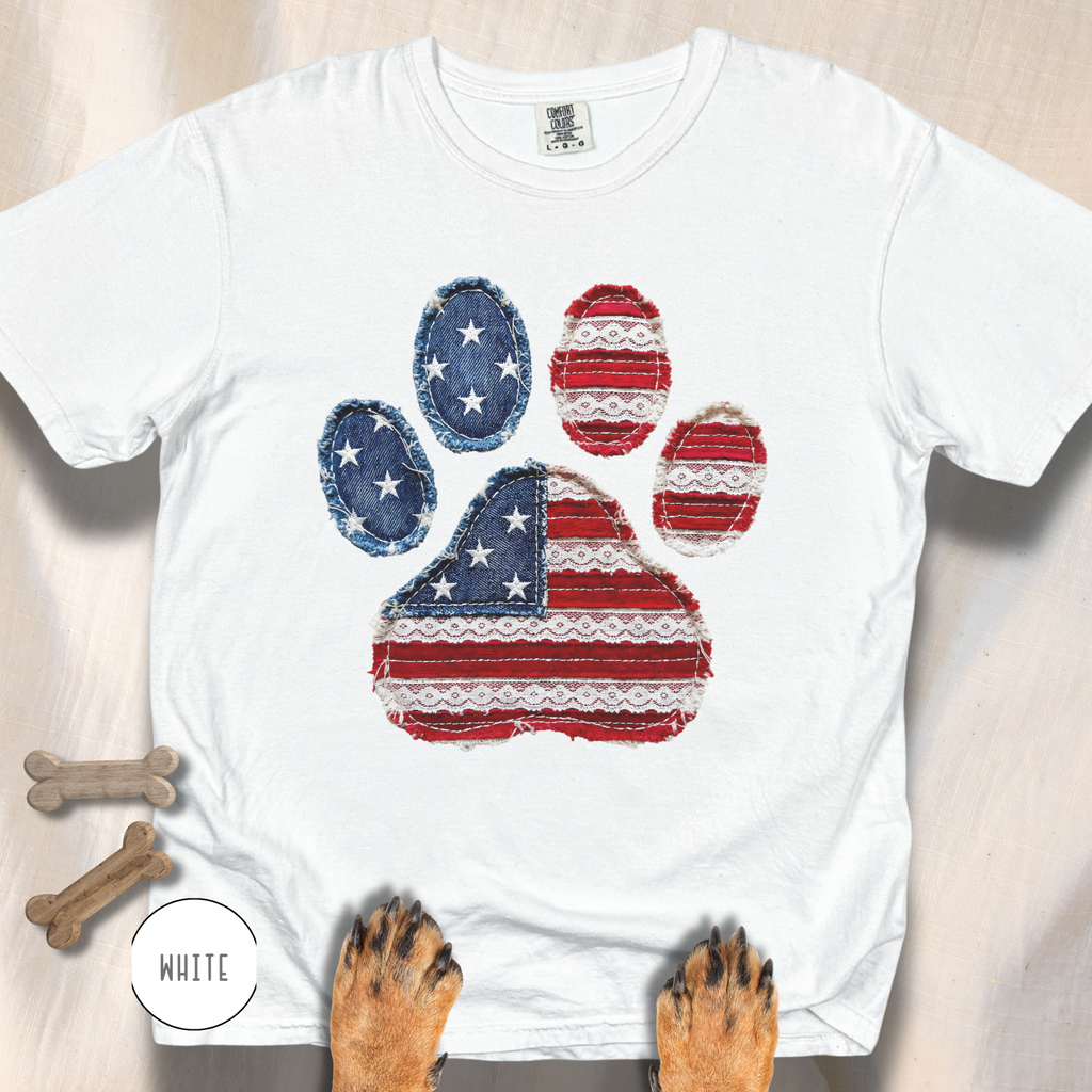 USA Pawtriot Dog Paw T-shirt