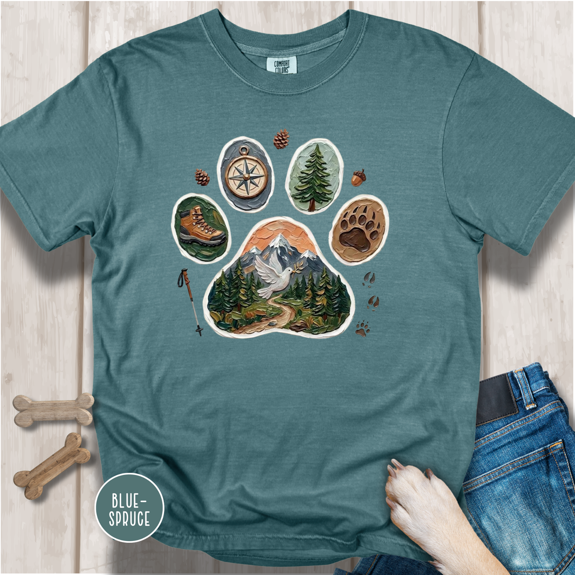 Trail Dog Paw Comfort Colors T-Shirt