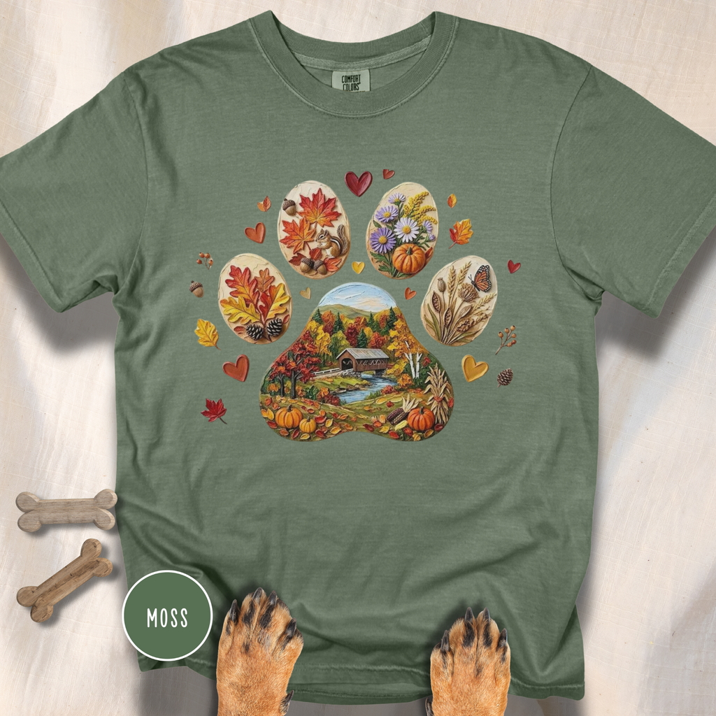 Fall in New England Dog Paw T-shirt