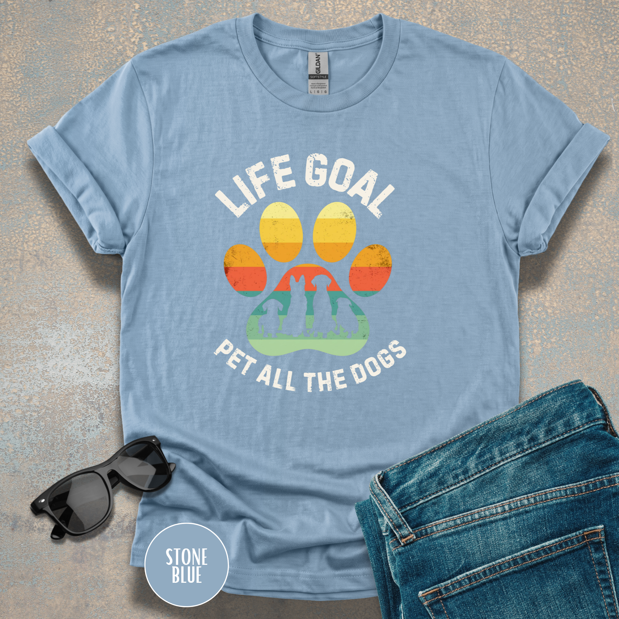 Life Goal: Pet All The Dogs T-Shirt | Funny Dog Lover Shirt
