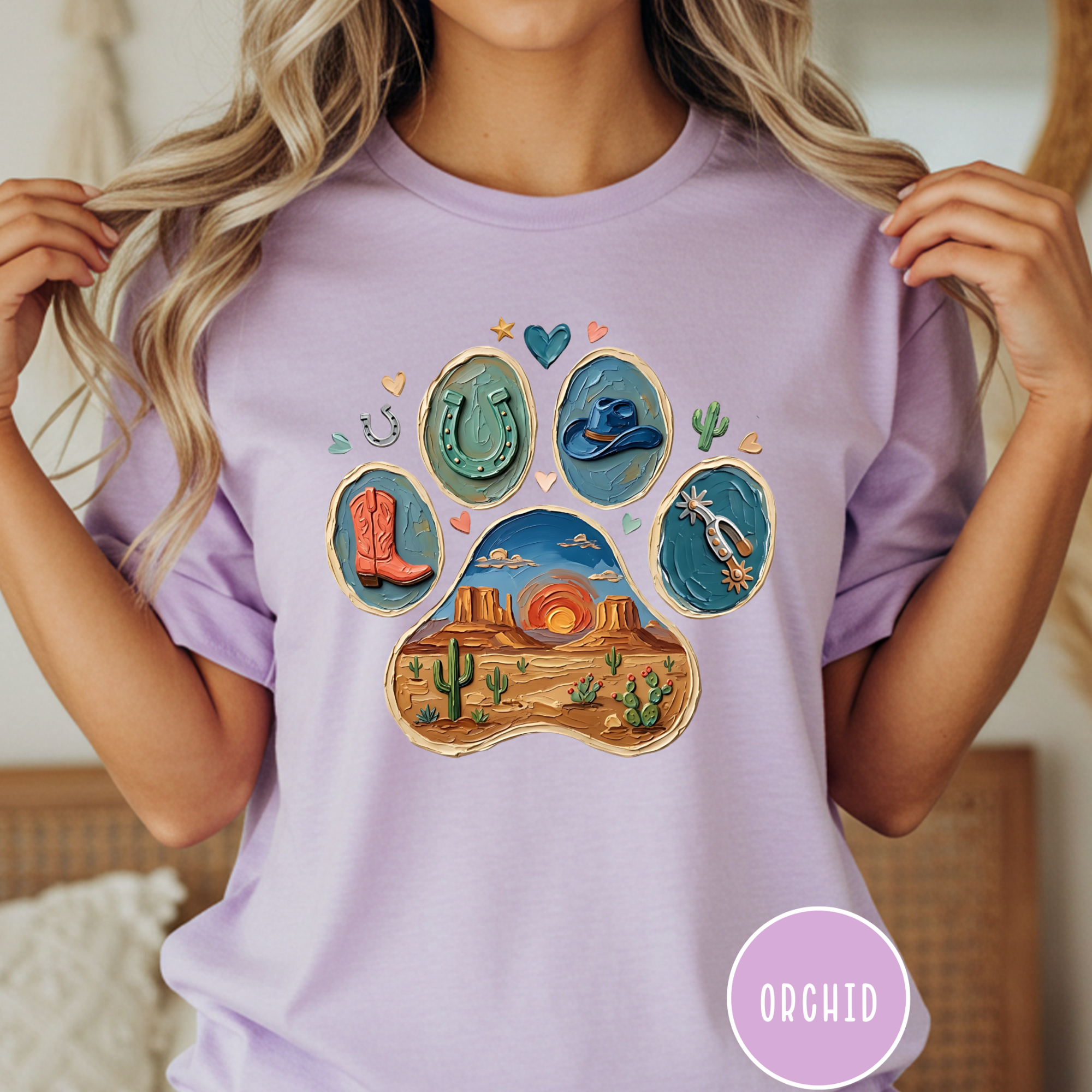 Western Desert Cowboy Paw Print T-Shirt