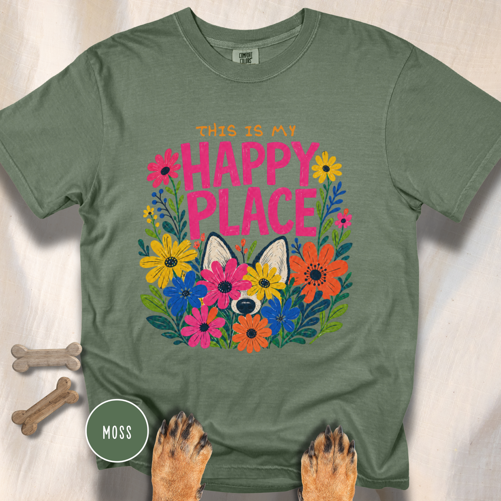 Dog in the Garden Happy Place T-shirt
