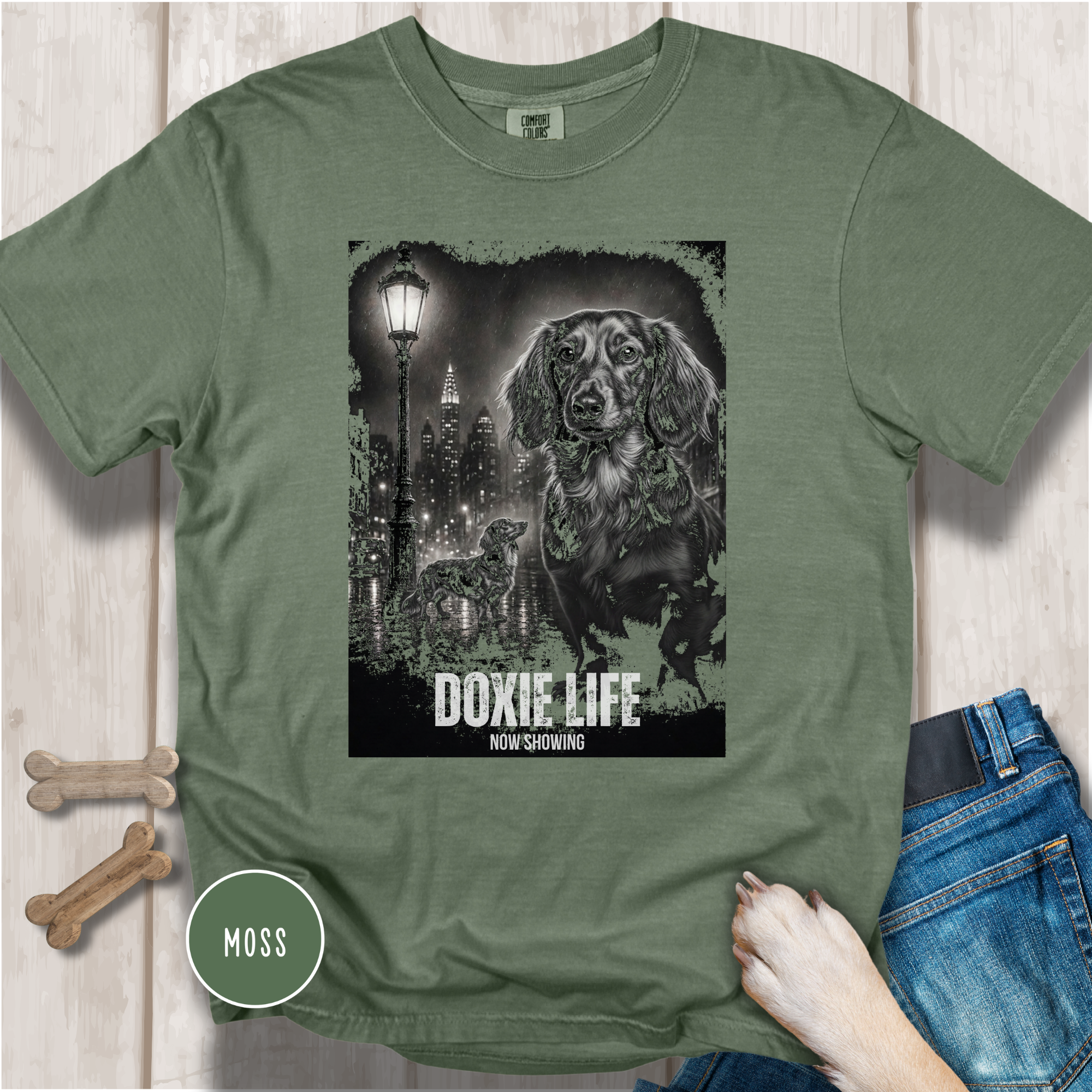 Long-Haired Dachshund Doxie Life Film Noir Movie Poster T-shirt