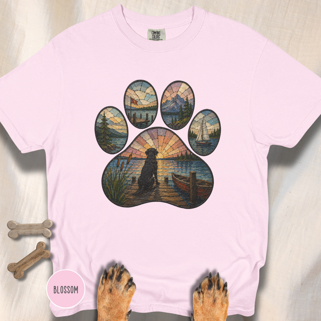 Sail Away Stained Glass Paw Print T-shirt