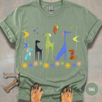 Retro Atomic Dogs Graphic T-Shirt – Mid Century Modern Dog Lover Tee