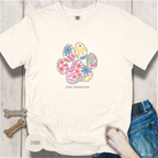 Stay Pawsitive Floral Paw Print T-Shirt