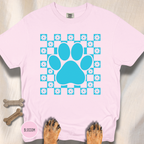 Retro Daisy Grid Paw Print T-shirt
