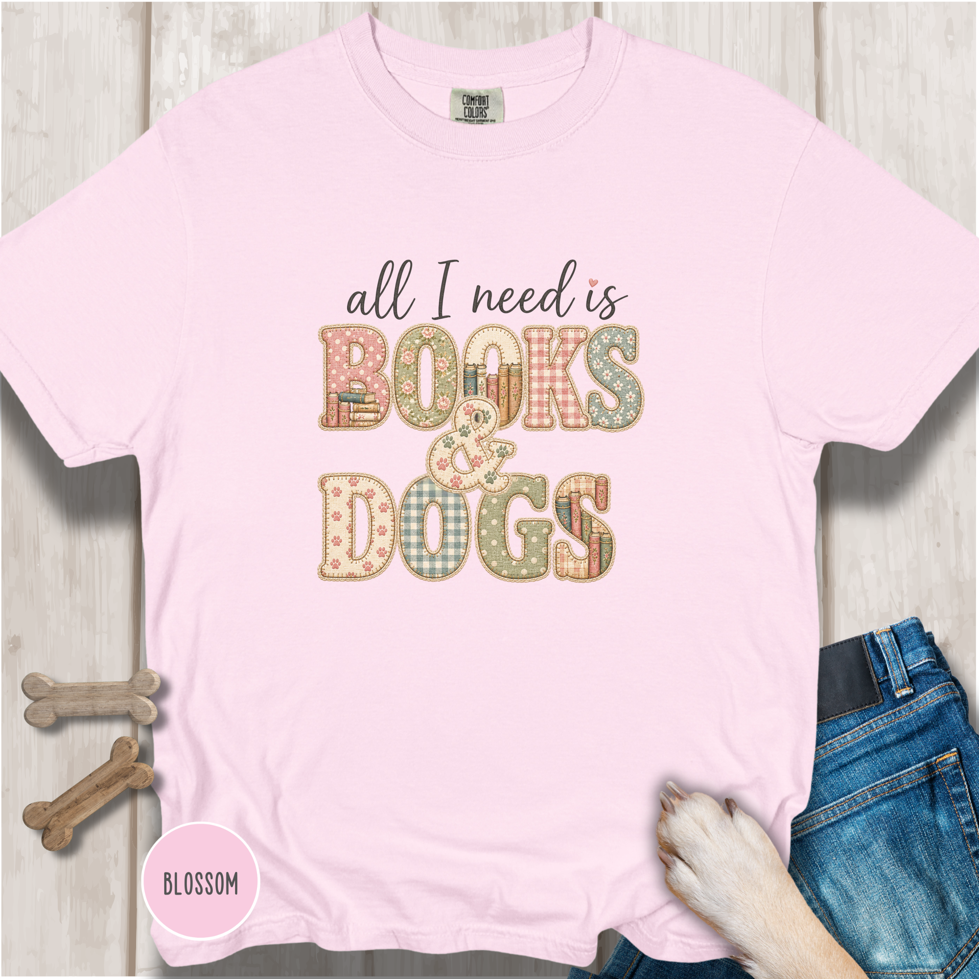 All I Need is Books & Dogs T-shirt