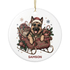 Personalized Dog in Santa's Sleigh Ceramic Ornament - Pick your breed