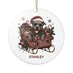 Personalized Dog in Santa's Sleigh Ceramic Ornament - Pick your breed