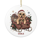 Personalized Dog in Santa's Sleigh Ceramic Ornament - Pick your breed