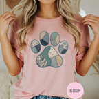 Faux Patchwork Coastal Dog Paw T-shirt