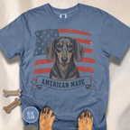Dachshund American Made USA flag T-shirt
