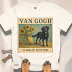 Personalized Black Lab Van Gogh Sunflowers Down T-Shirt