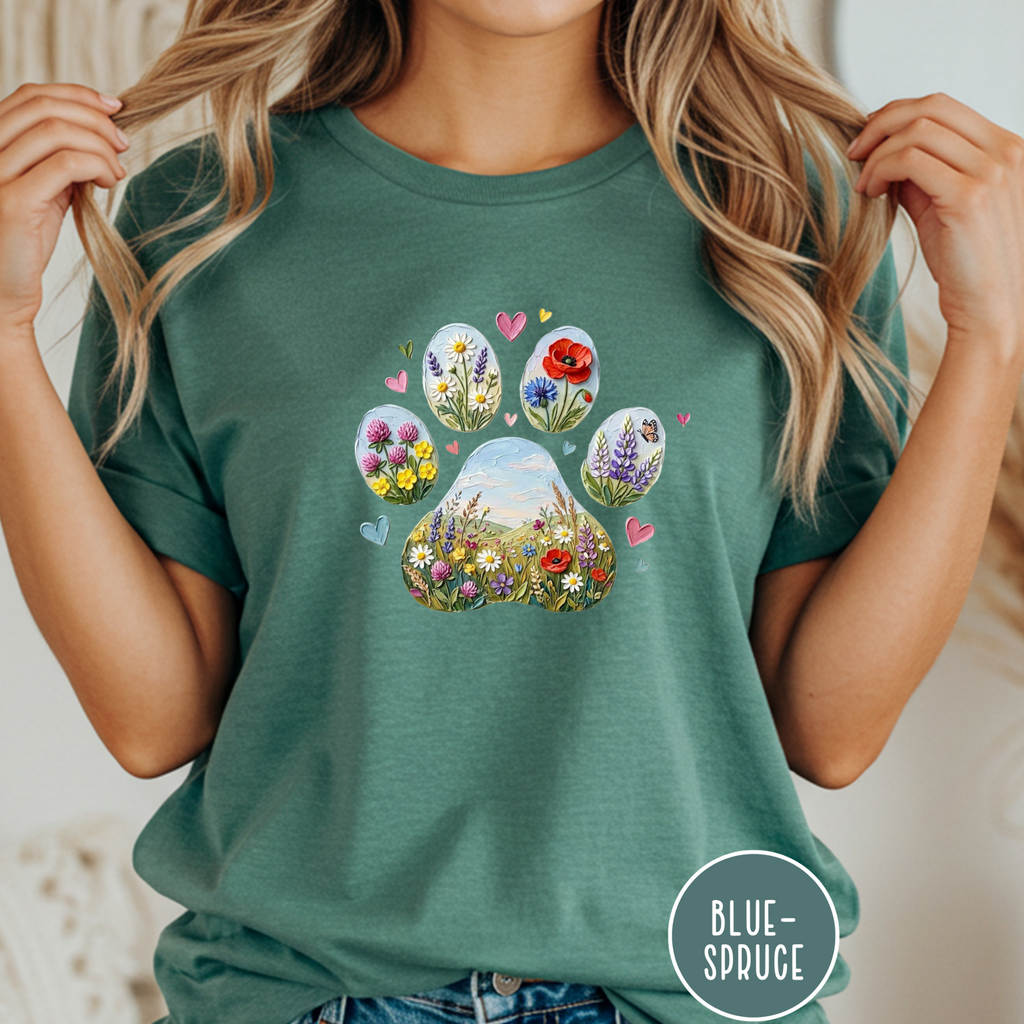 Meadow of Wildflowers Dog Paw T-Shirt