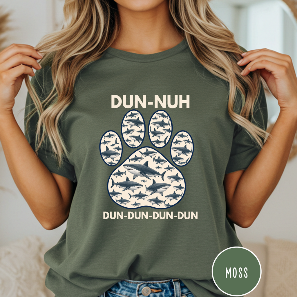Shark Theme Song Paw Print T-shirt