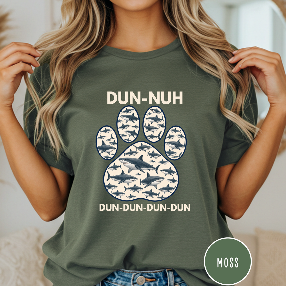 Shark Theme Song Paw Print T-shirt