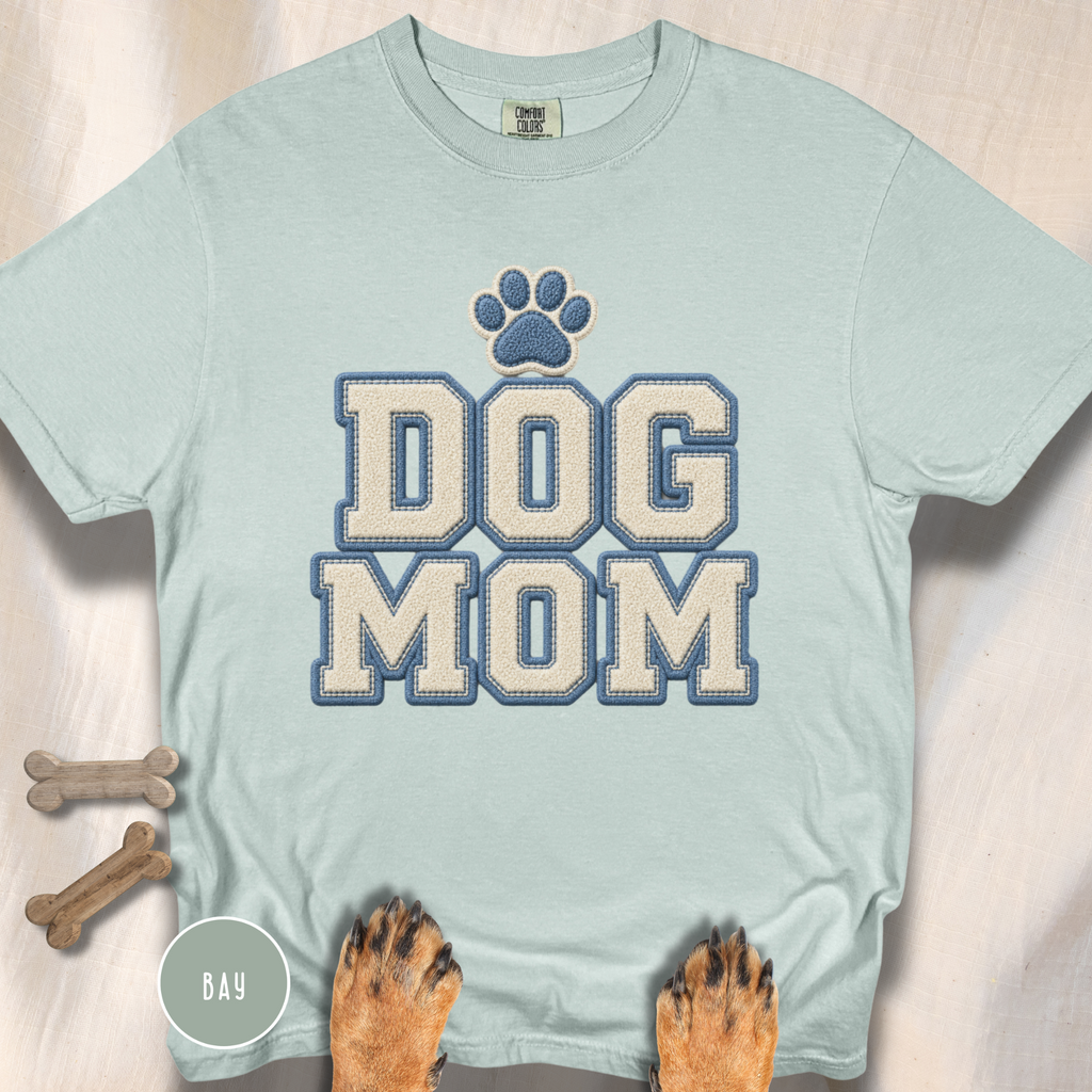 Dog Mom Faux Chenille Varsity T-Shirt