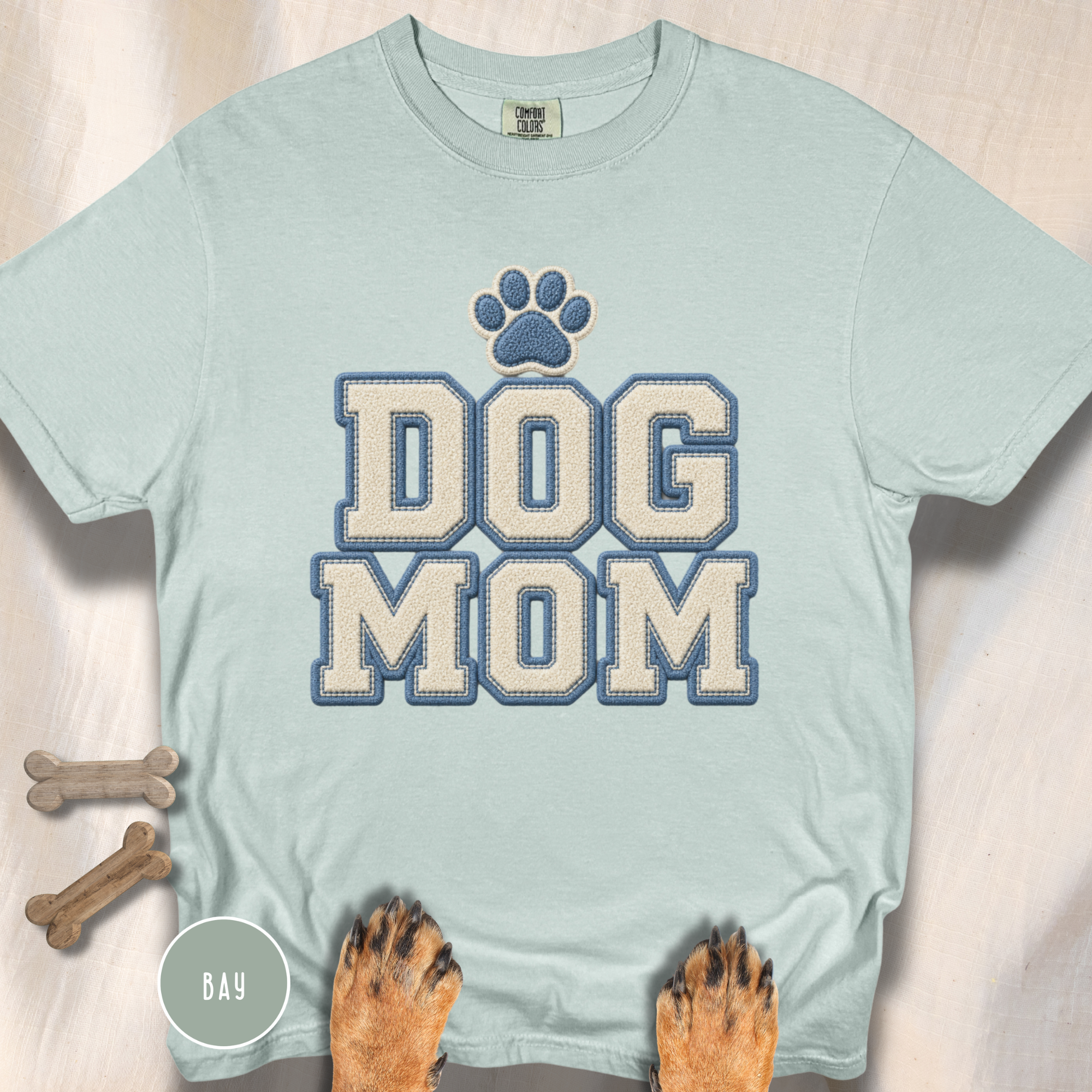 Dog Mom Faux Chenille Varsity T-Shirt