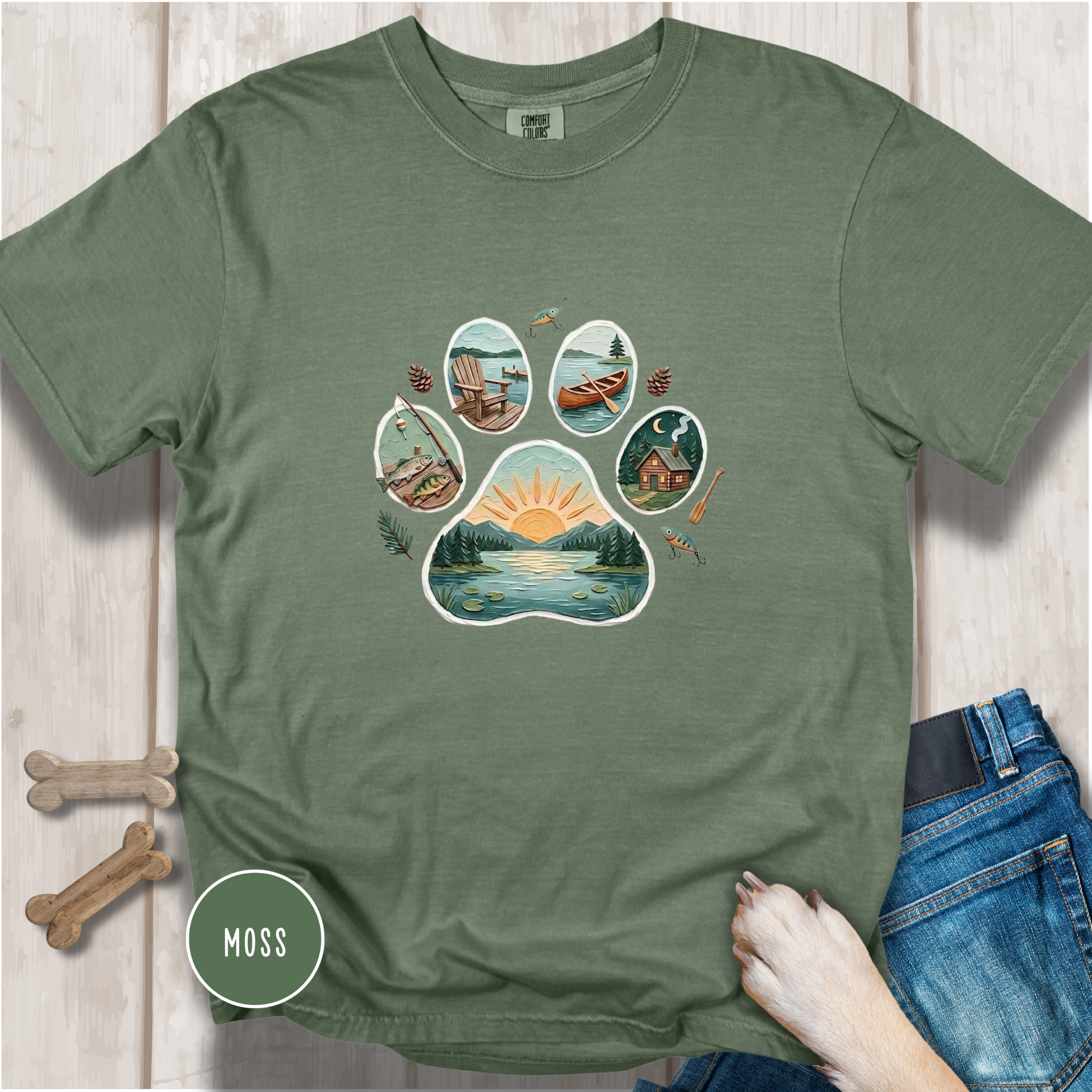 Lake Life Dog Paw T-Shirt