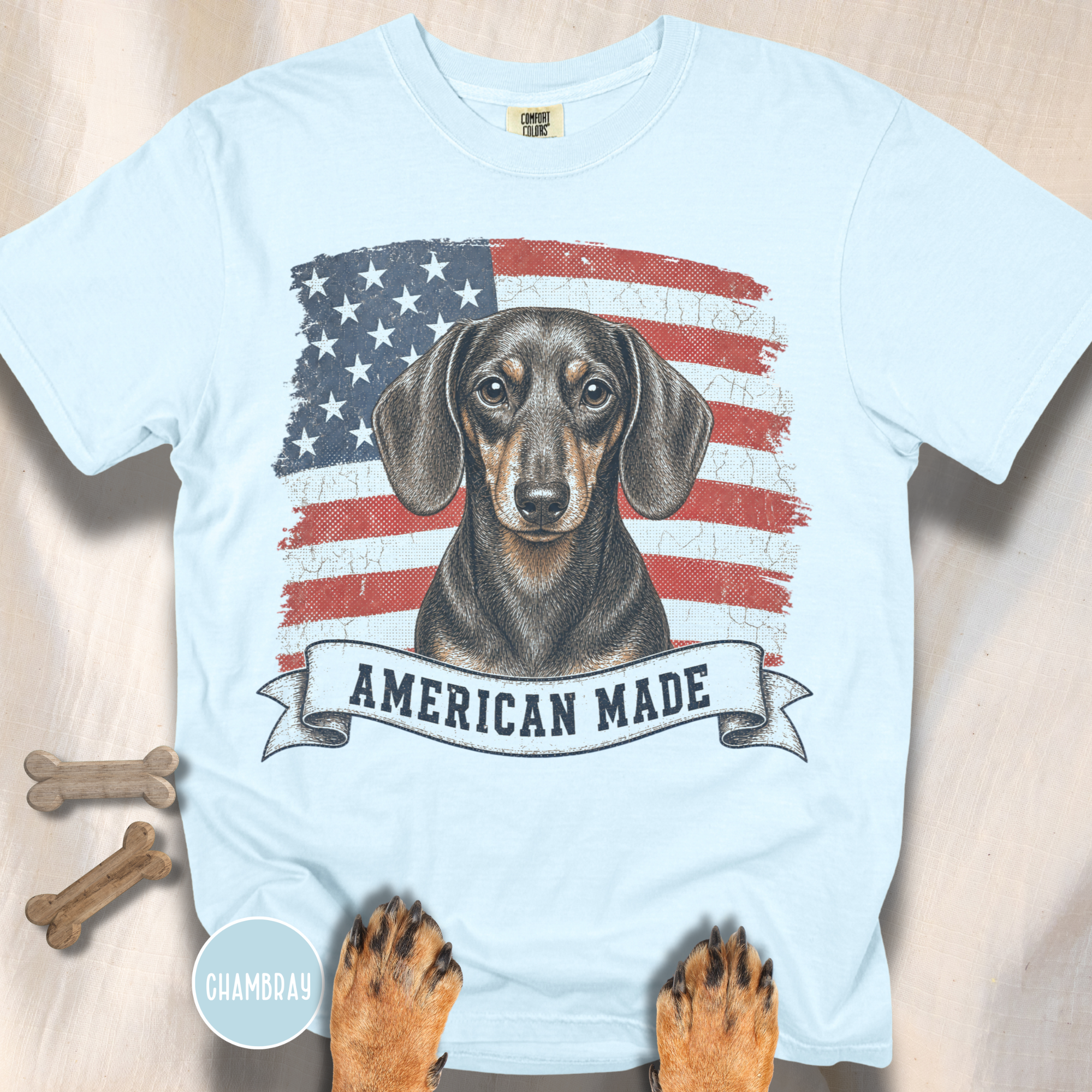 Dachshund American Made USA flag T-shirt