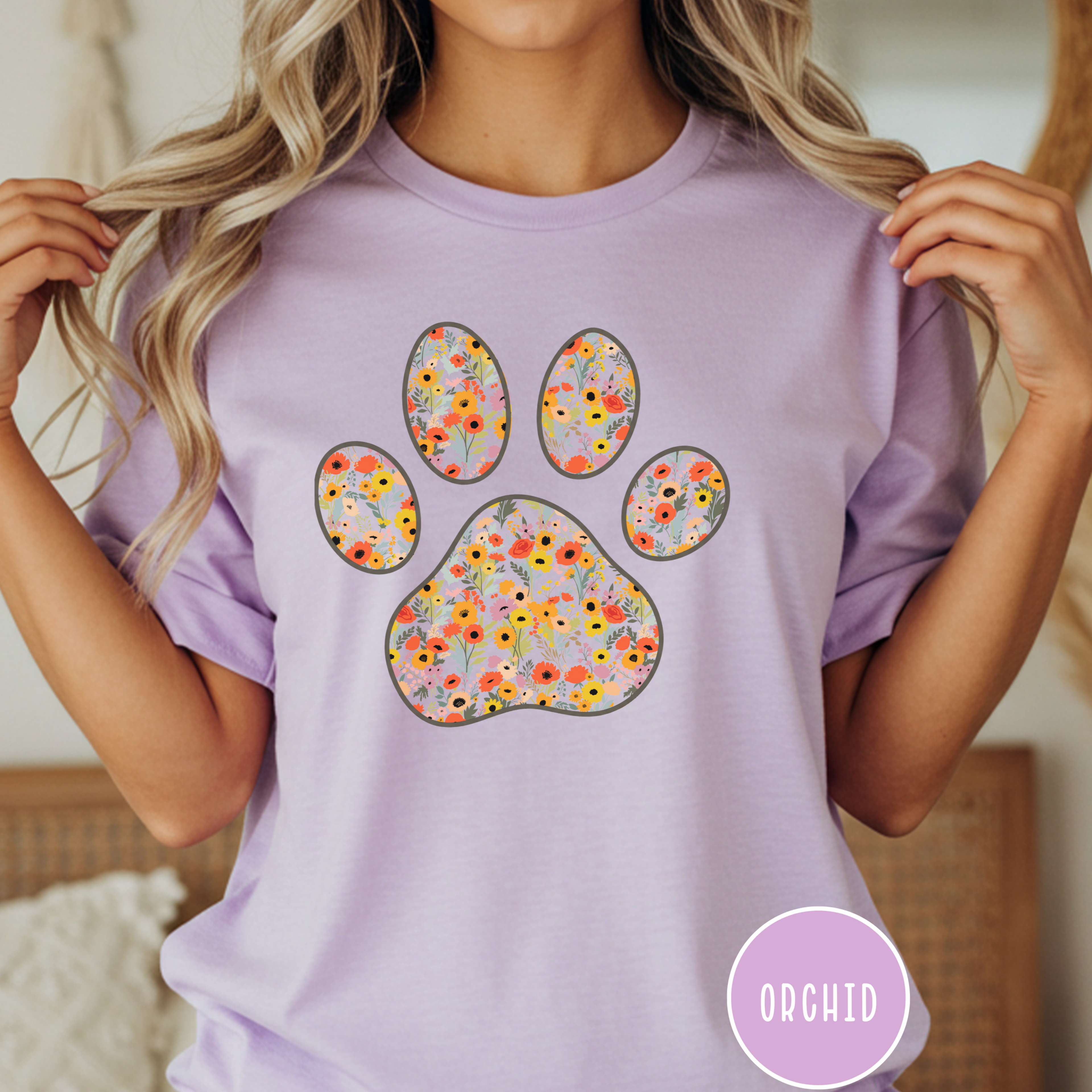 Fall Flowers Dog Paw T-shirt