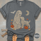 Faux Lace Ghost and Dog in the Fall T-shirt